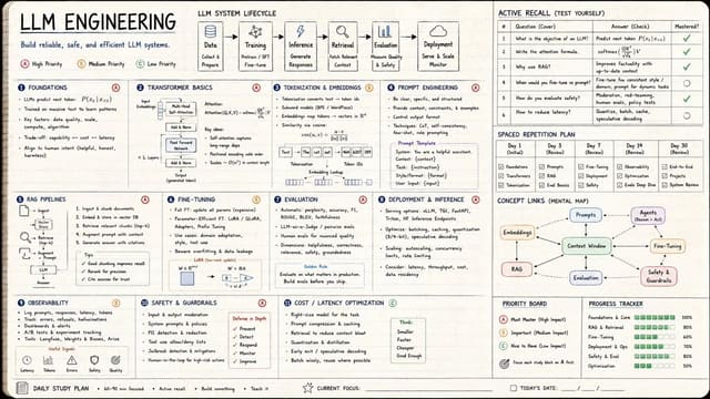 GPT Image 2 prompt for an LLM engineering study note layout