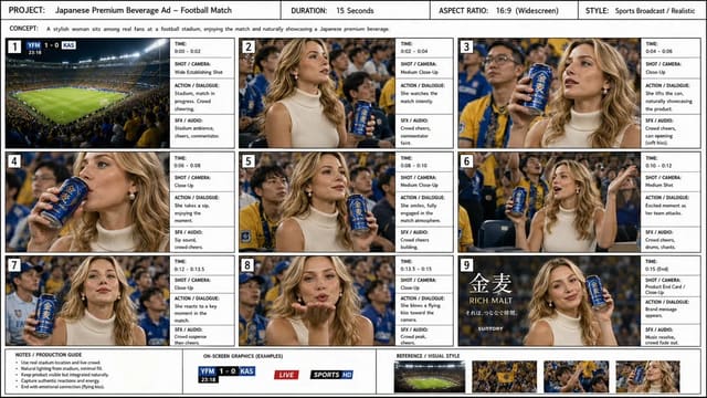 Cinematic Sports Broadcast Commercial Storyboard