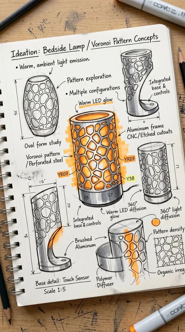 Parametric Voronoi Bedside Lamp Design Workflow
