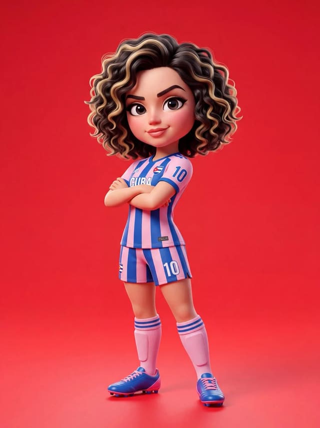 Pixar-Style 3D Sadie Sink Soccer Character