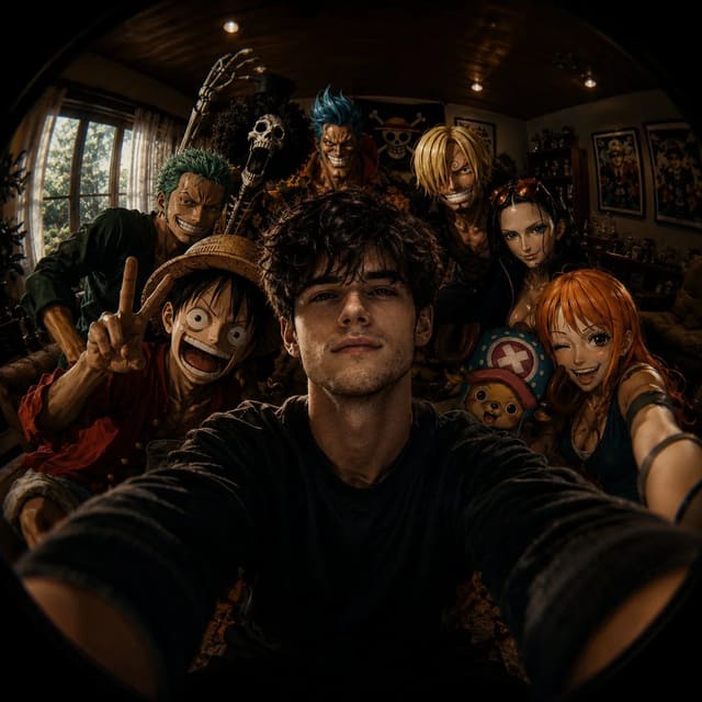 GPT Image 2 cinematic anime fisheye group selfie prompt