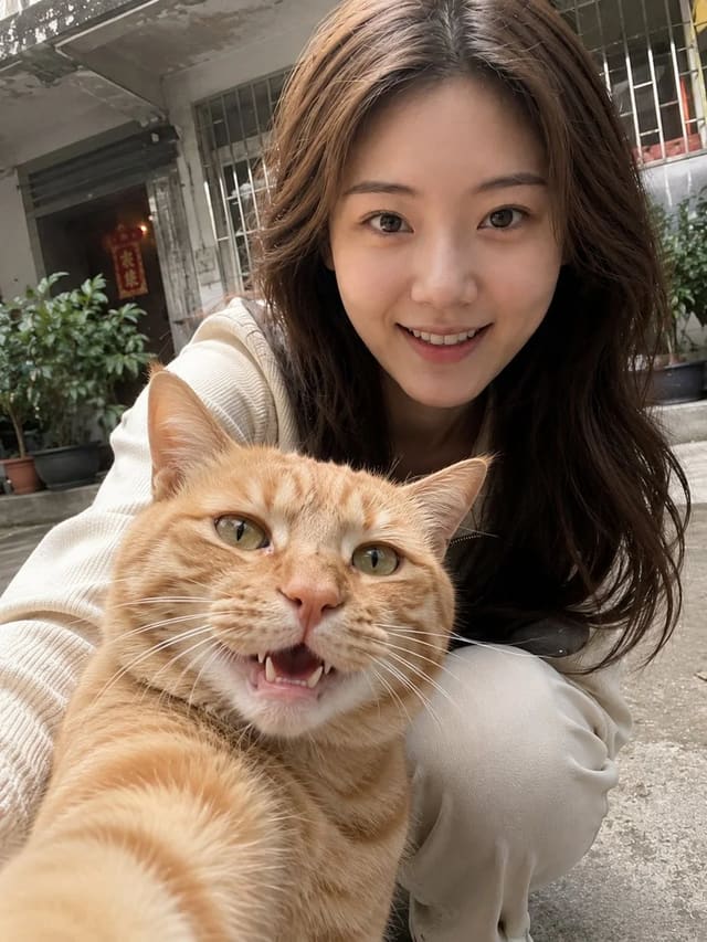 GPT Image 2 宠物手机自拍风人宠合影提示词