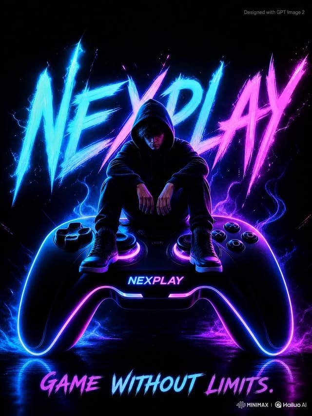 Neon Dark Gaming Controller Advertisement Poster