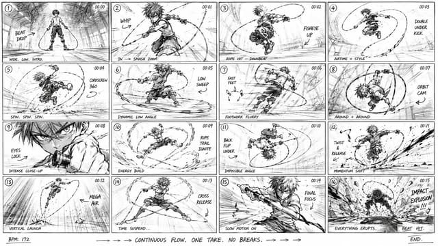 Hyper-Dynamic Anime Jump Rope Storyboard