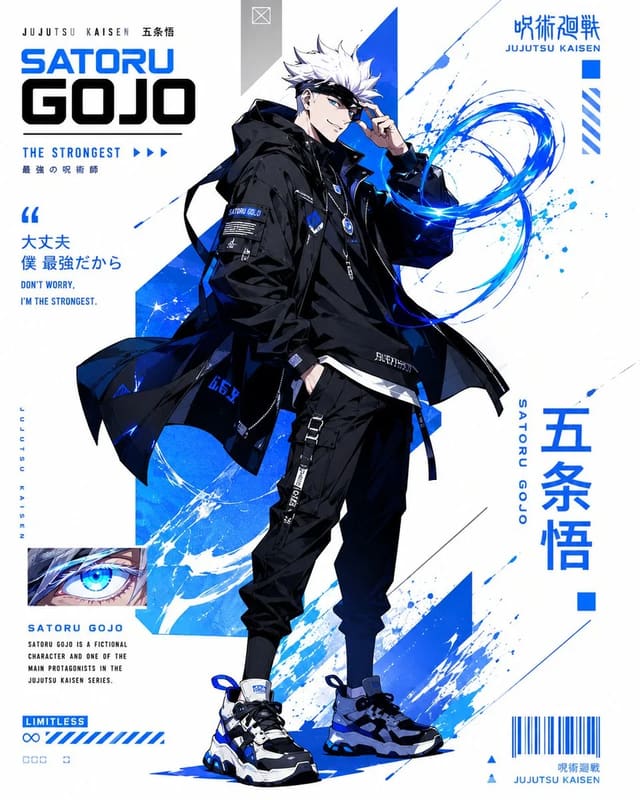 GPT-Image-2 anime streetwear poster prompt for Satoru Gojo