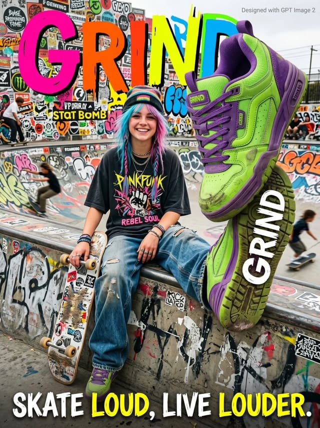 Skateboard Shoes Gen Z Loud Advertisement Poster