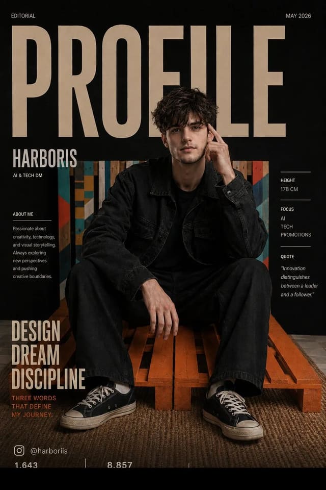 Ultra realistic PROFILE fashion editorial magazine cover