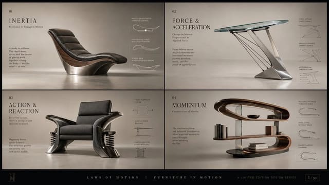 GPT Image 2 prompt for furniture inspired by laws of motion