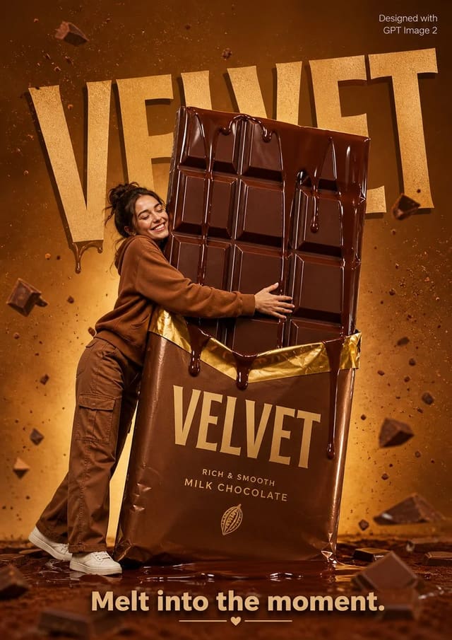 Playful chocolate bar advertisement poster