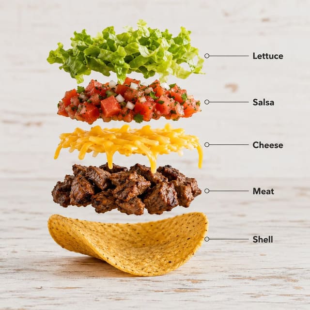 Kling 3.0 + GPT-Image-2 exploded taco infographic prompt