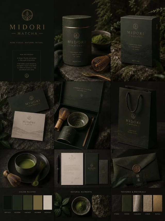 Luxury Matcha Brand Identity Presentation Board