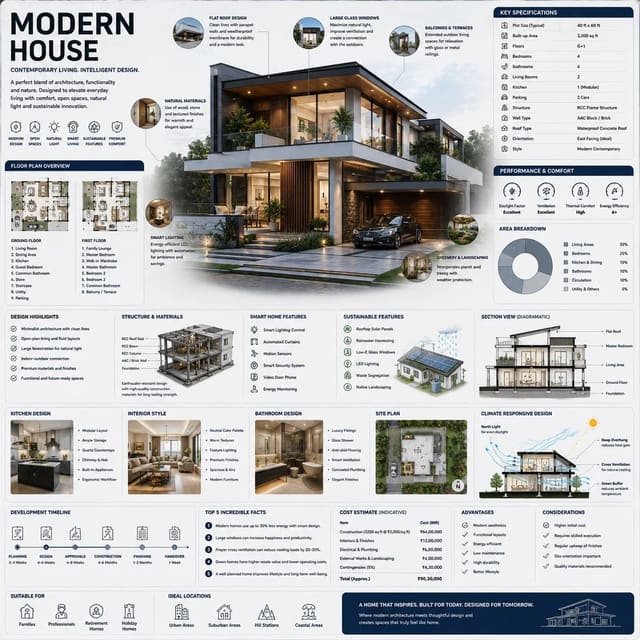 Premium Modern House Architectural Infographic Prompt