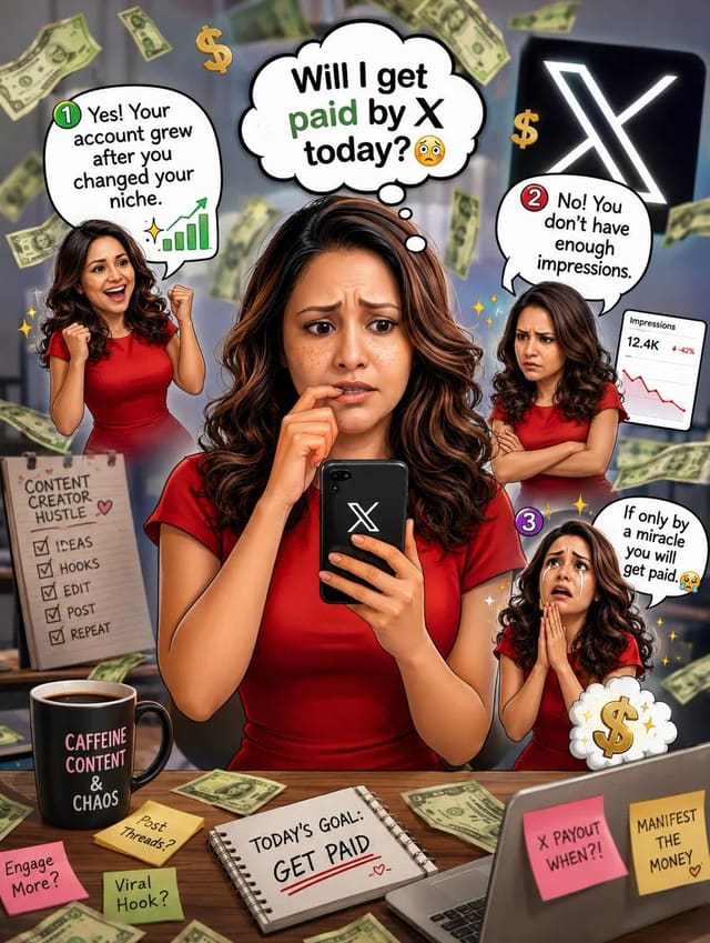 Meme illustration about X monetization anxiety