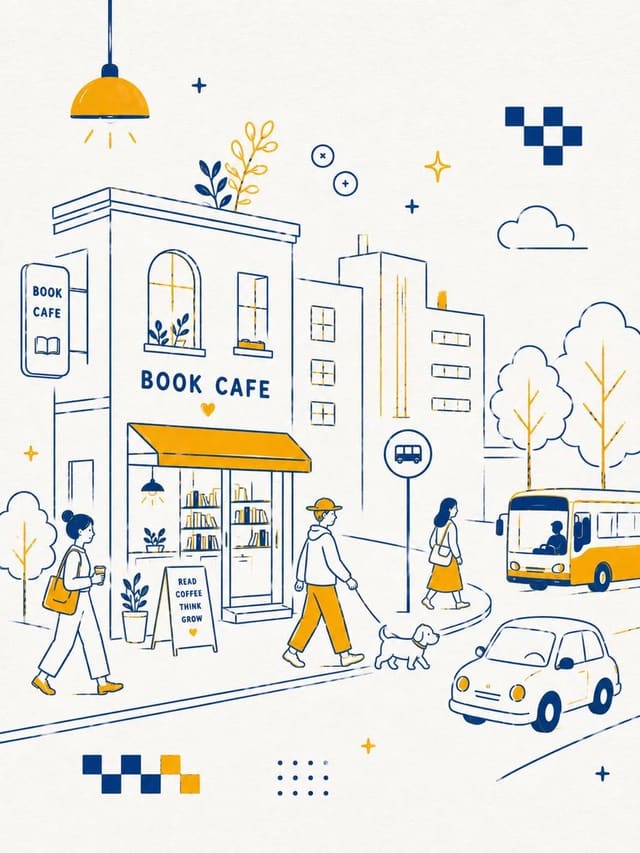 GPT Image 2 cozy book café flat vector illustration prompts