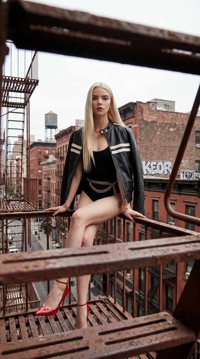 Anya Taylor-Joy Fashion Shot on a Manhattan Fire Escape