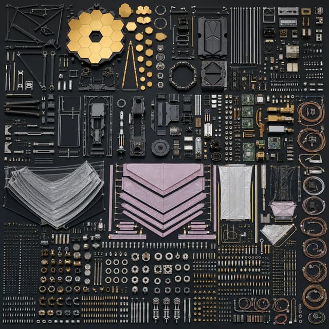 GPT Image 2 knolling prompt for disassembling a complex space machine