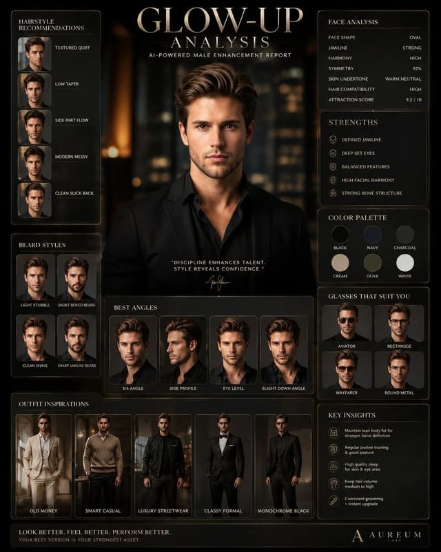 GPT Image 2 luxury male glow-up analysis poster prompt