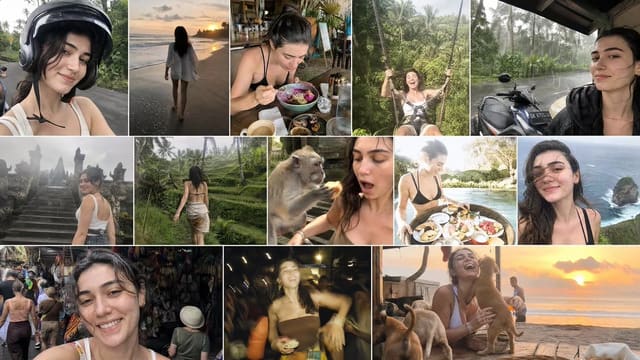 Bali travel vlogger candid collage prompt
