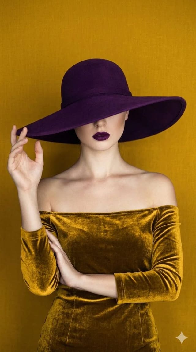 High-Fashion Mustard and Plum Minimalist Portrait