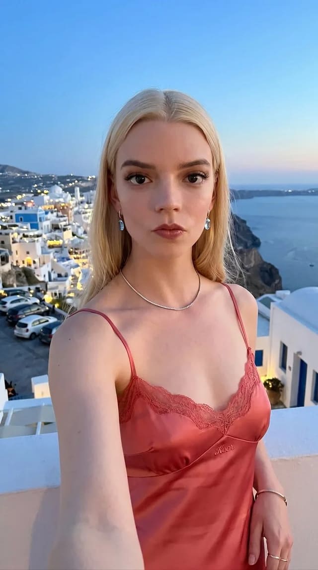 Photorealistic evening balcony selfie in Rome