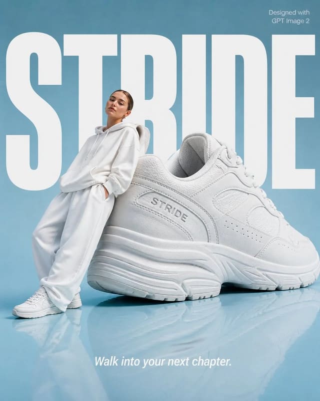 GPT Image 2 fashion ad poster prompt with giant sneaker