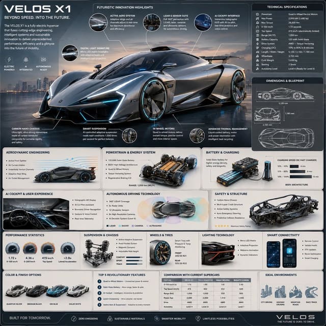 Futuristic Hypercar Reference-Style Automotive Infographic