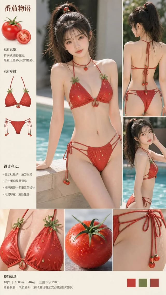 GPT-Image-2一句话生成性感泳衣设计图