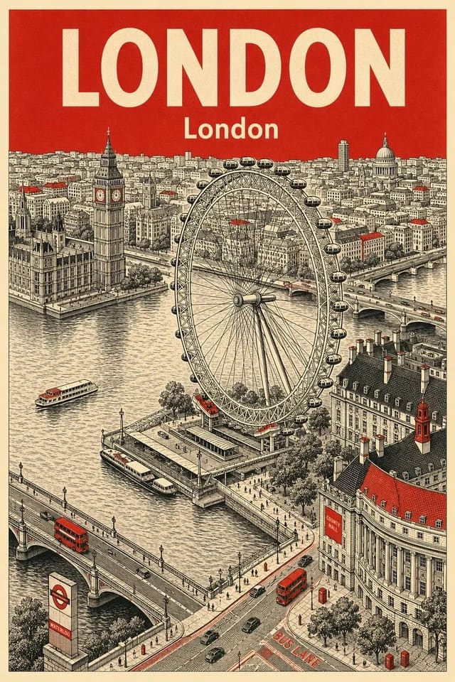 Vintage Travel Posters of London and Singapore