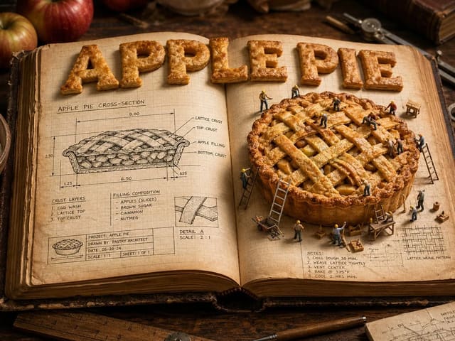 GPT Image 2 edible blueprint visual of an apple pie
