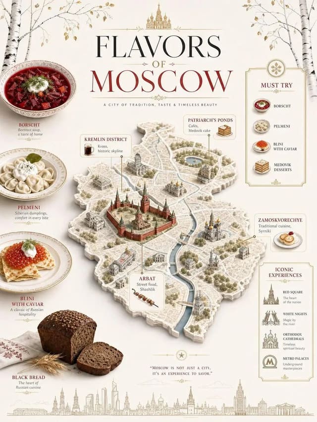 Stylish Moscow Food Infographic Prompt