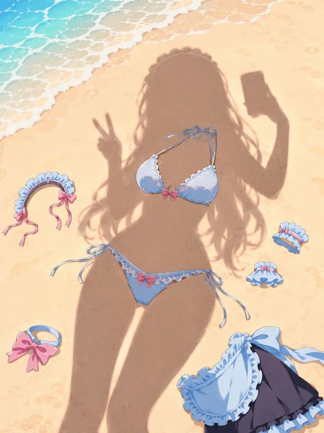 Shadow bikini character illustration prompt teaser