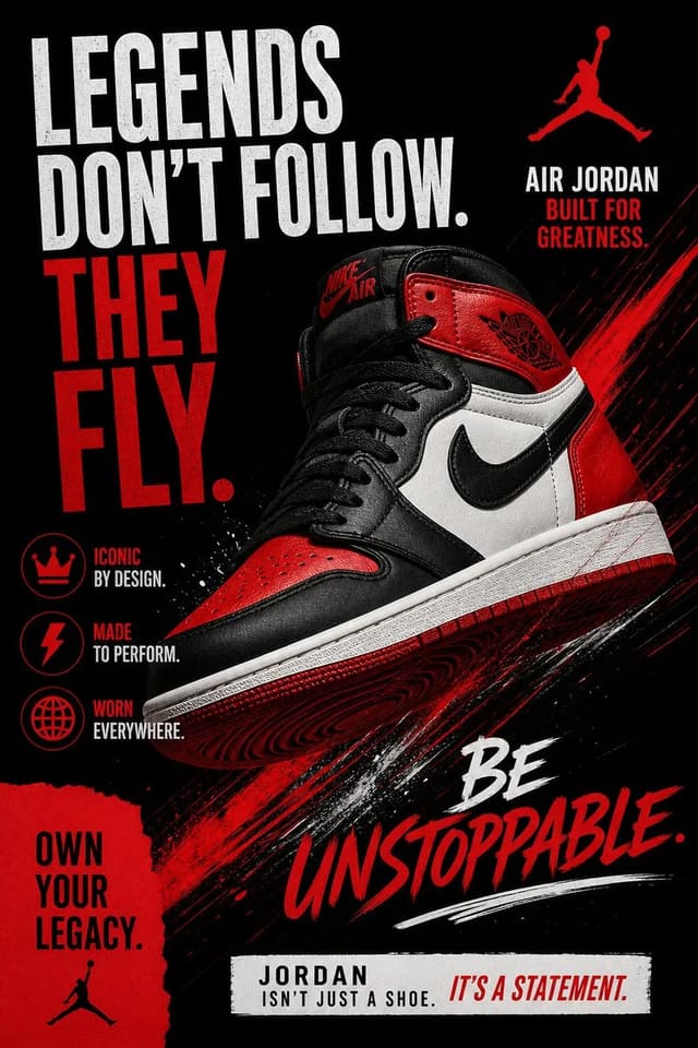 High-contrast sneaker advertising poster prompt