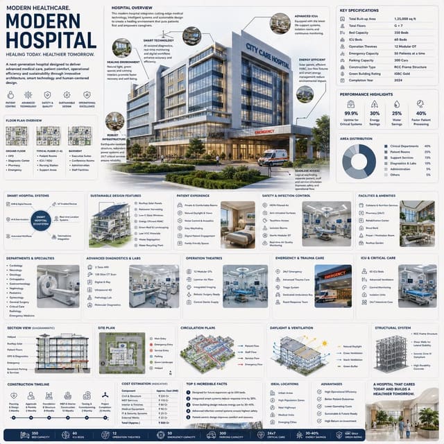 Premium Healthcare Architecture Infographic Prompt