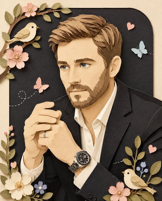 Whimsical Layered Papercraft Portrait Diorama