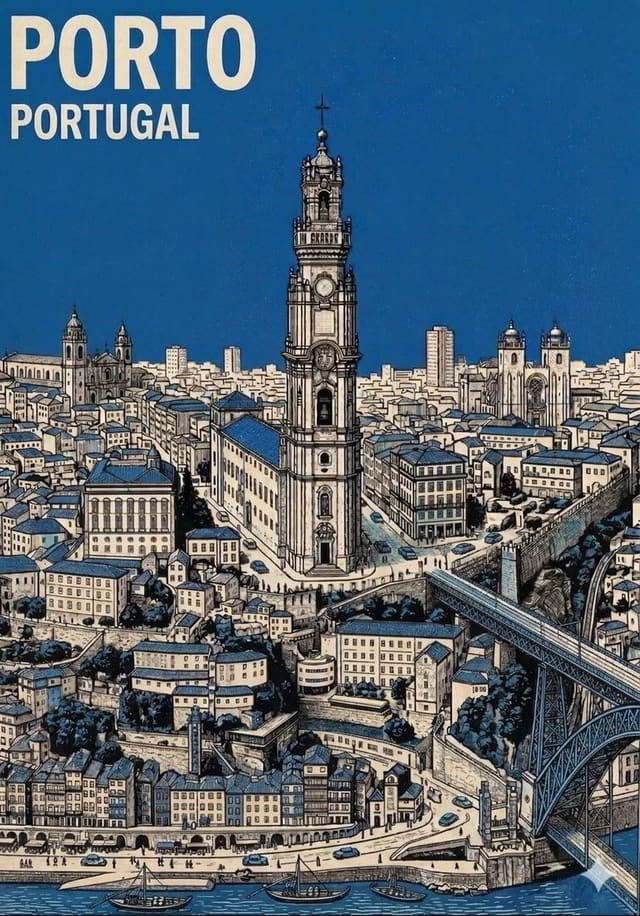 Mid-Century Minimalist City Travel Poster Prompt