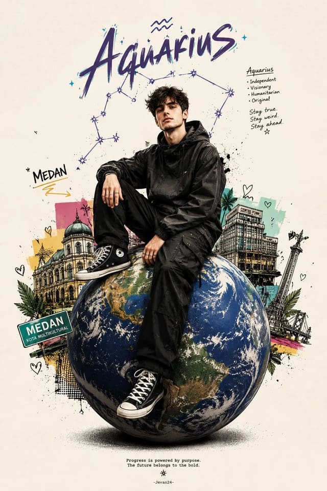 GPT Image 2 character-reference Aquarius globe poster