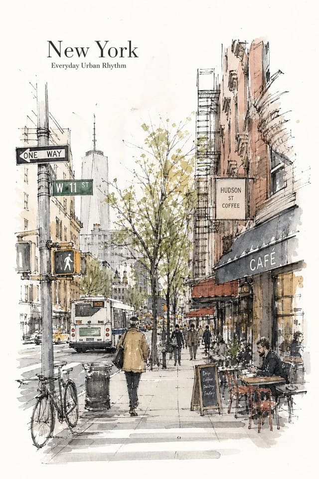 Tokyo Minimalist Urban Travel Sketch Poster