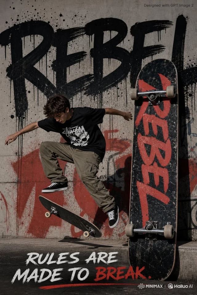 Photorealistic Streetwear Skateboard Poster