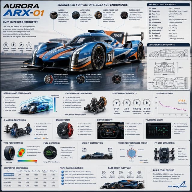 Futuristic Racing Car Motorsport Engineering Infographic