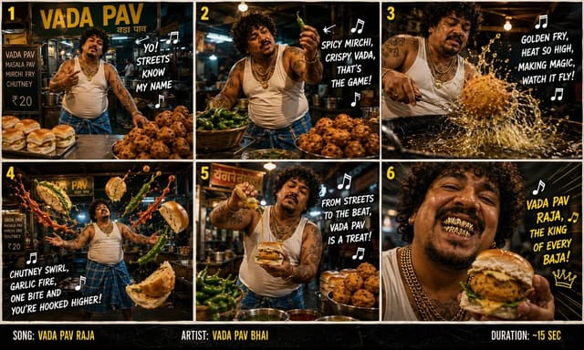 Storyboard workflow using GPT Image and Seedance 2 for a vada pav gangster hip‑-
