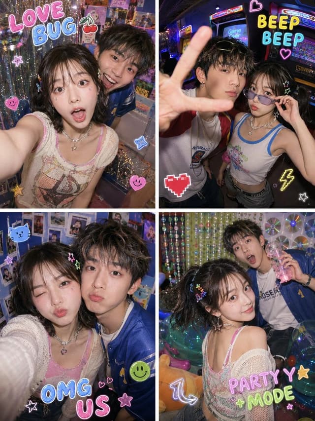 GPT Image 2 四宫格 Y2K 大头贴提示词