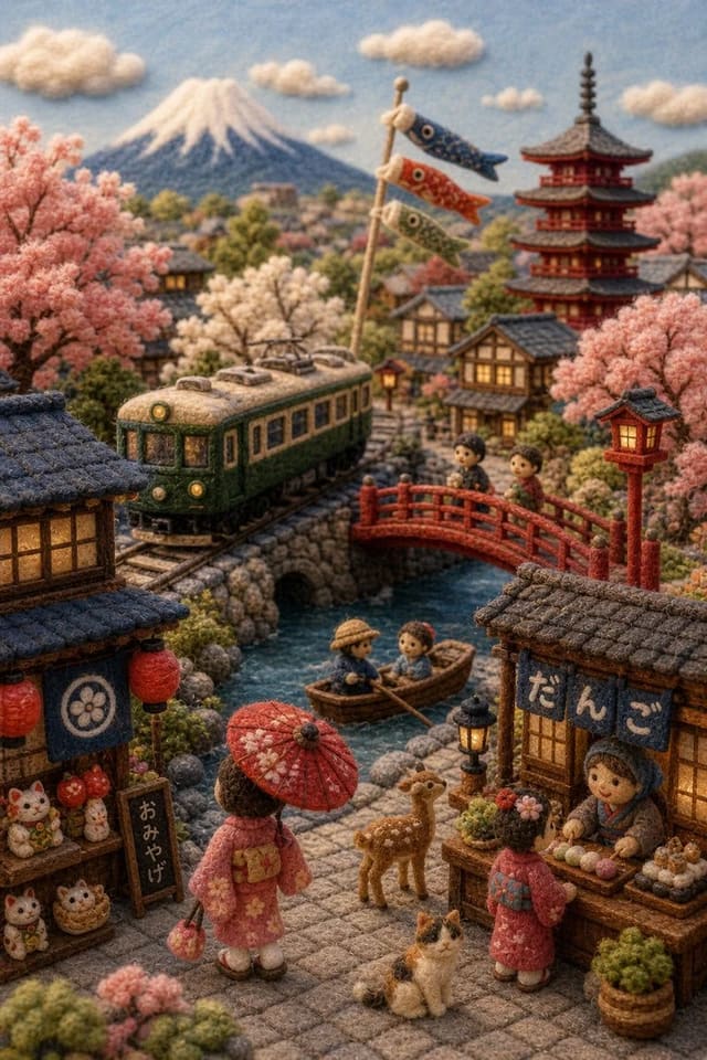 GPT Image 2 Felt Diorama Country Prompt Template