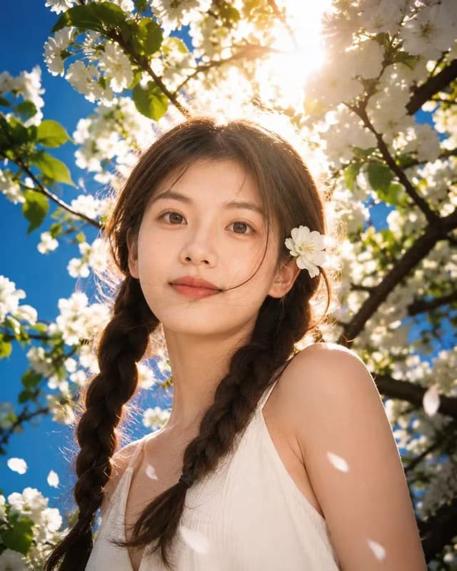 Sunlit Spring Blossom Portrait