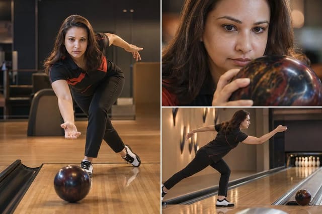 Luxury Bowling Editorial Collage with Professional Female Bowler
