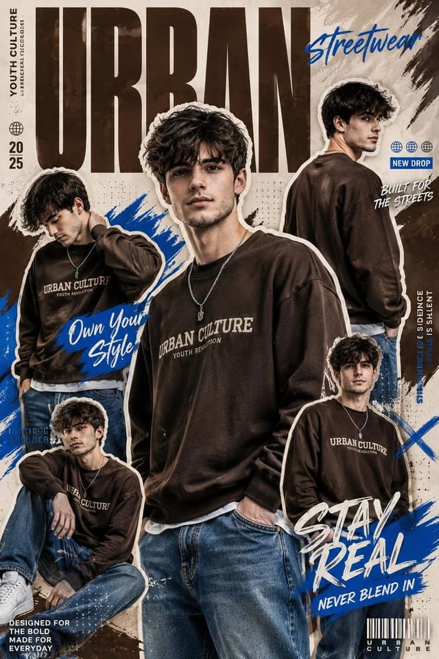 Urban Streetwear Collage Fashion Poster