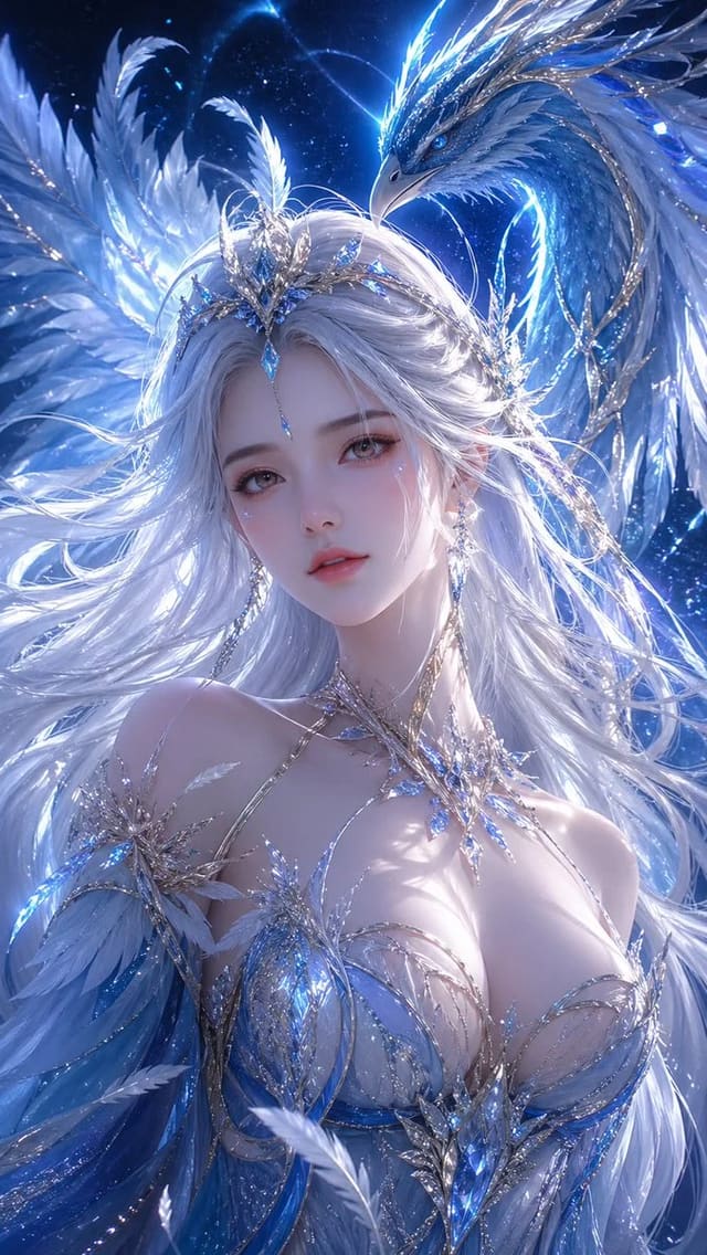 冰凰神女幻想CG插画提示词