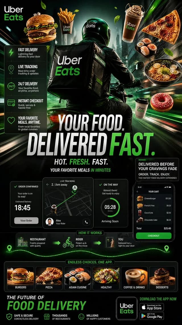 Cinematic Food Delivery Infographic Poster