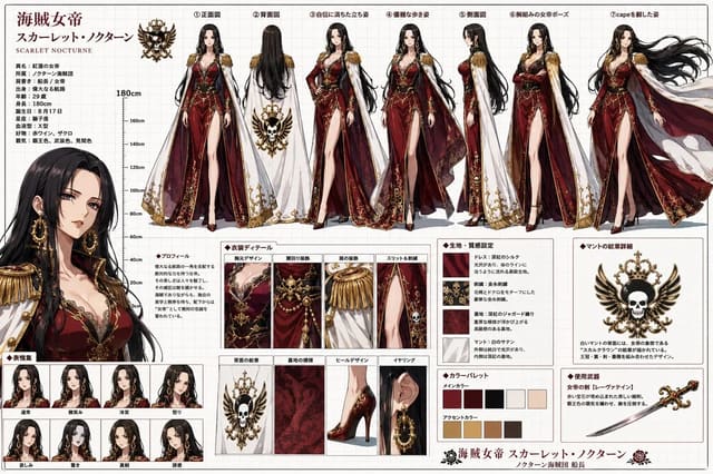 Pirate Empress Anime Character Design Sheet