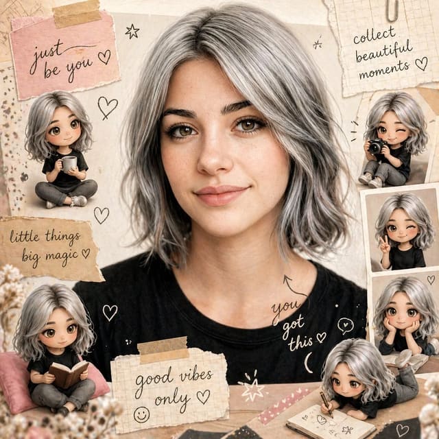 Cozy scrapbook chibi portrait edit