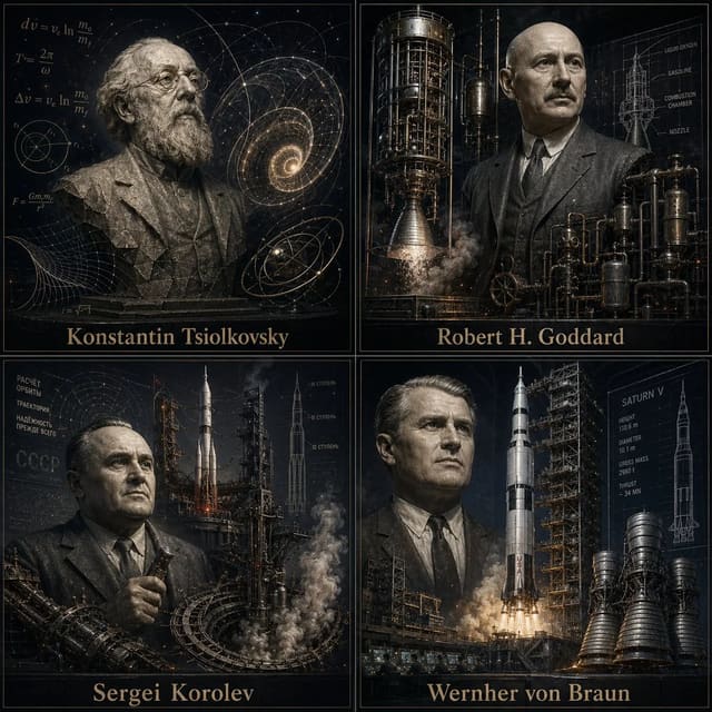 GPT Image 2 prompt for a procedural 2x2 grid of famous rocket scientists